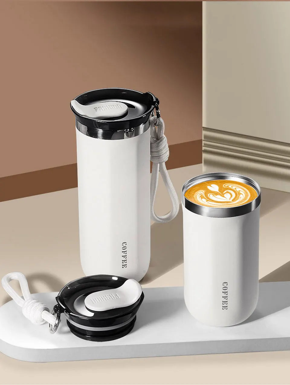 Thermal Mug Thermos Bottle, Insulated Coffee Tumbler, Leakproof Travel Drinkware