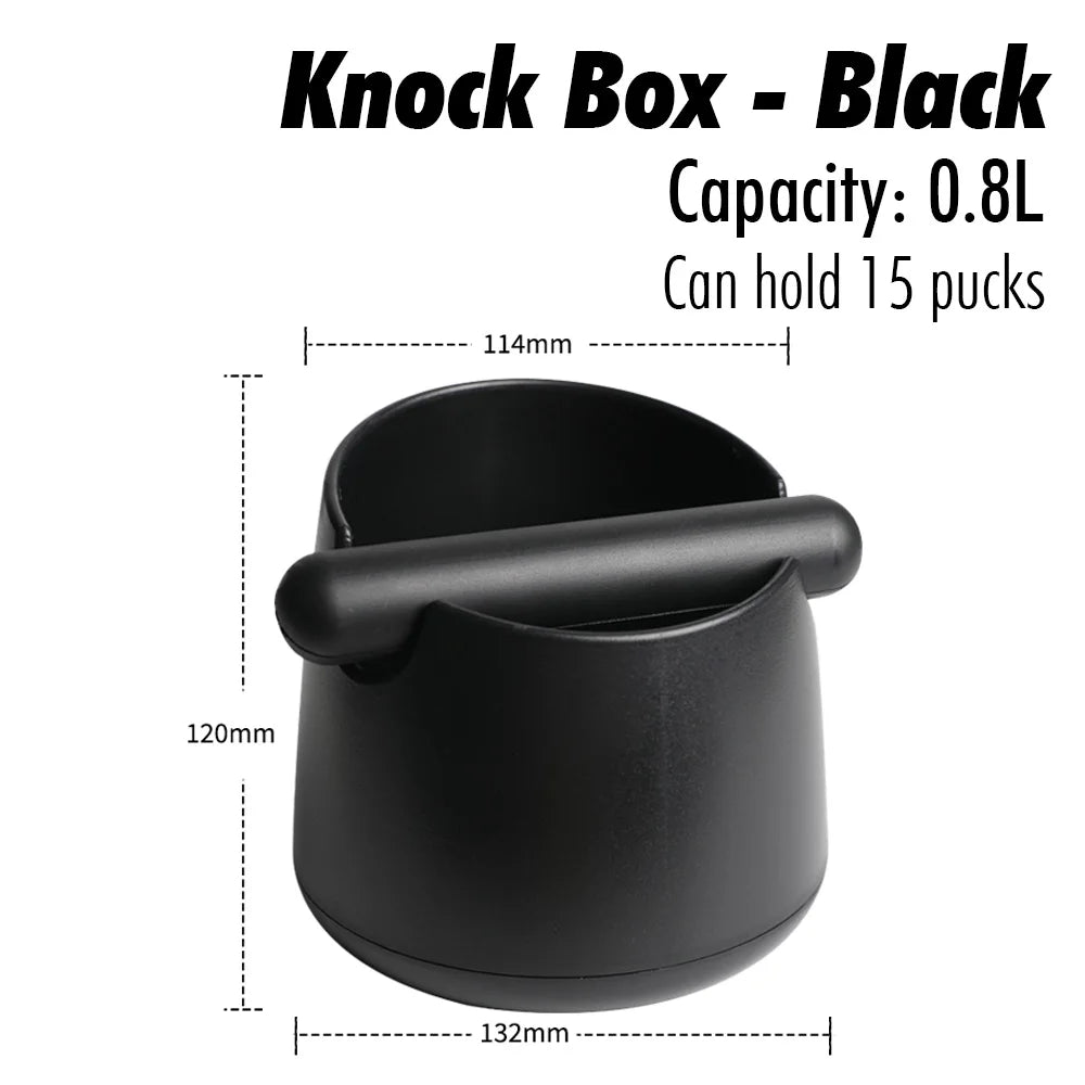 White Anti-slip coffee knock box with Rubber Bar, Coffee Grind Waste Dump Bin 800ML