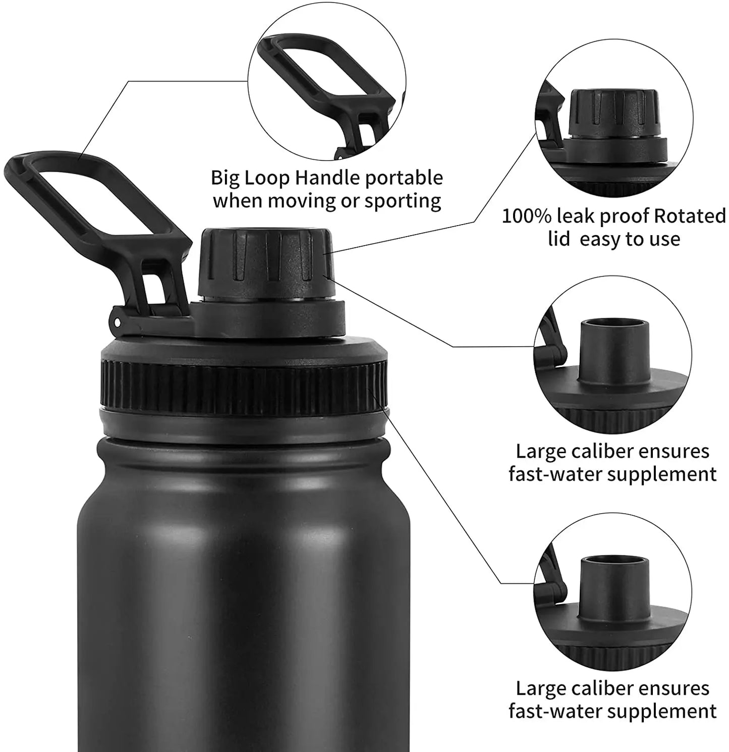 UPORS Stainless Steel Sport Water Bottle 600ml/800ml