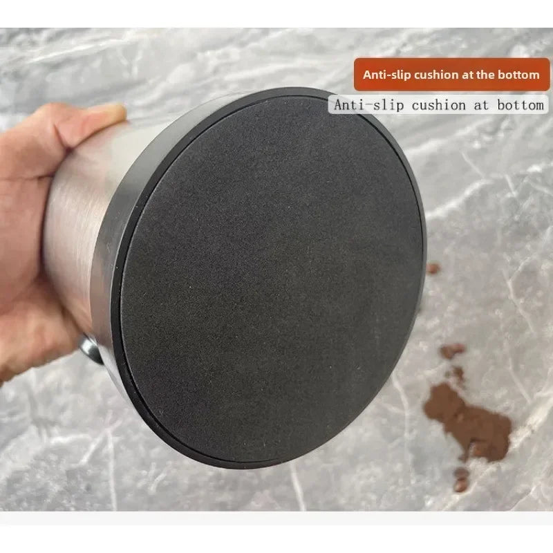 Coffee Knock Box Stainless Steel Espresso Knock Box Non Slip Coffee Ground Knock Box with Rubber Ring Beveled Coffee Ground Bin